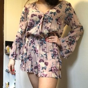 Pink floral romper